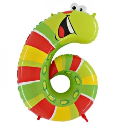 Zahlenballon Animaloons 6 Raupe Folienballon, Geburtstagsballon, Ca. 100cm