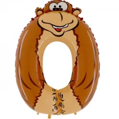 Zahlenballon Animaloons 0 Gorilla Folienballon, Geburtstagsballon, Ca. 100cm
