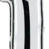 Zahlenballon 40" Folienzahl "1" Silber