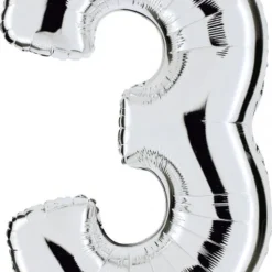 Zahlenballon 40" Folienzahl "3" Silber