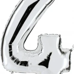Zahlenballon 40" Folienzahl "4" Silber