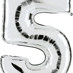 Zahlenballon 40" Folienzahl "5" Silber