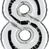 Zahlenballon 40" Folienzahl "8" Silber