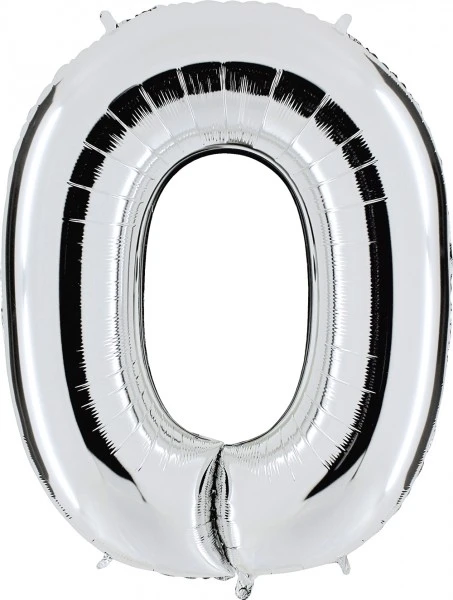 Zahlenballon 40" Folienzahl "0" Silber