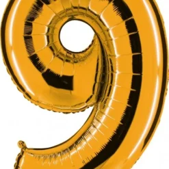 Zahlenballon 40" Folienzahl "9" Gold (Altgold)