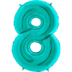 Zahlenballon 40" Folienzahl "8" Türkis
