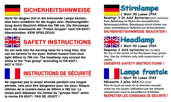 Kids At Work Stirnlampe LED 4 Leuchtfunktionen – Bild 4