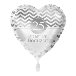 Folienballon Herz Motiv Silberne Hochzeit 17"