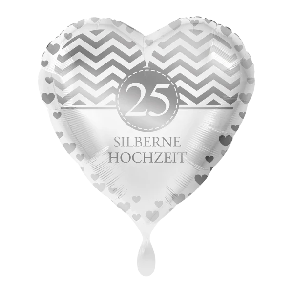 Folienballon Herz Motiv Silberne Hochzeit 17"