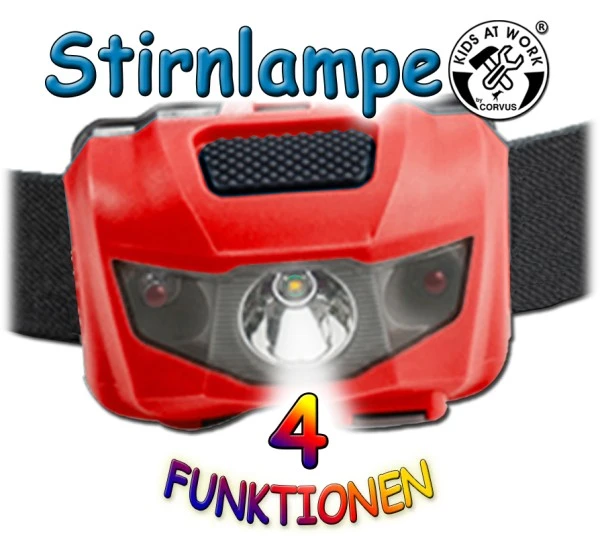 Kids At Work Stirnlampe LED 4 Leuchtfunktionen – Bild 2