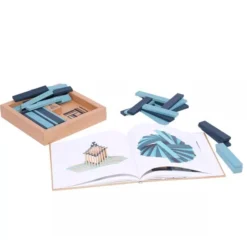 Kapla Bausteine 40er Set Hellblau/Dunkelblau Mit Kunstbuch